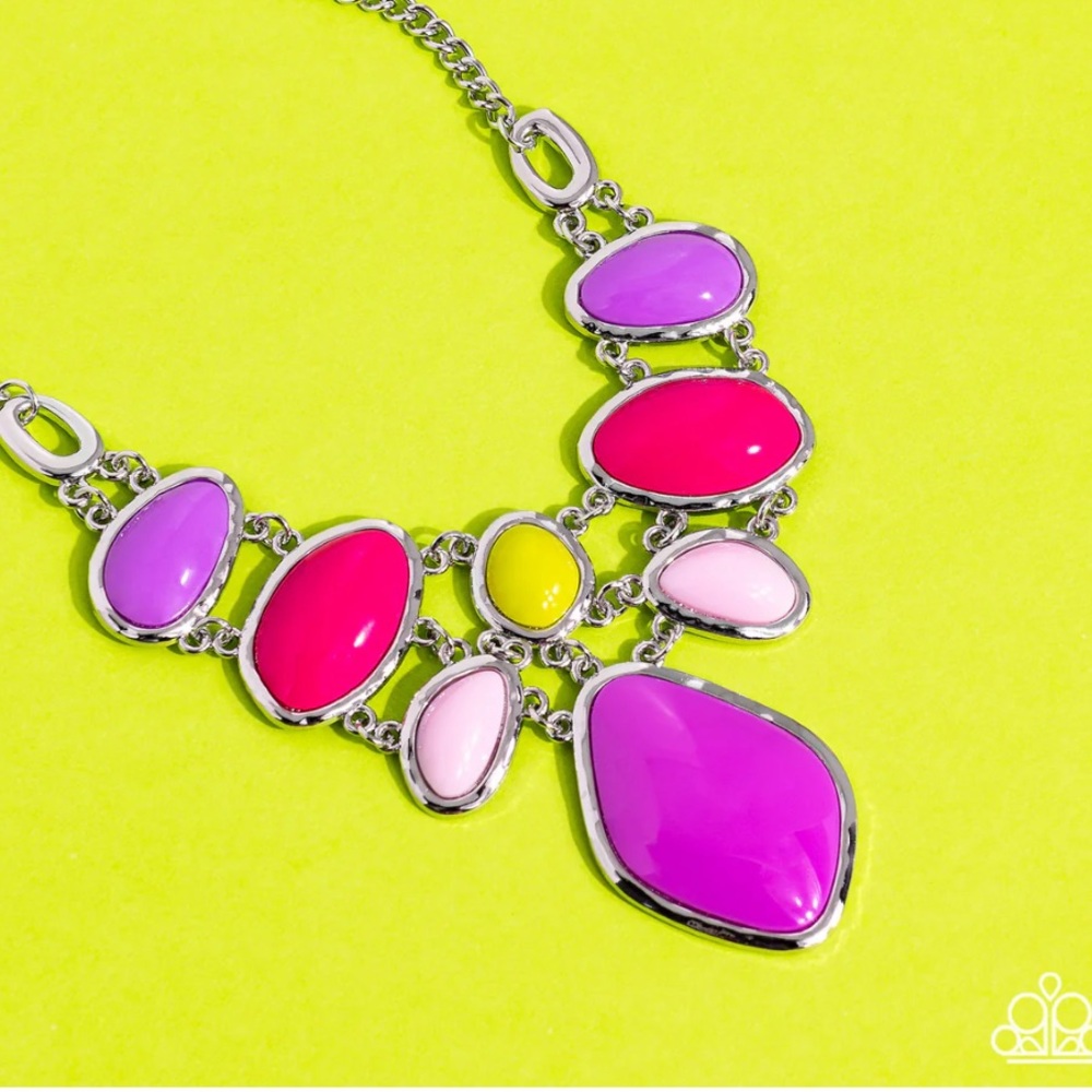 🟣🩷🟡 “DREAMILY DECKED OUT” MULTI NECKLACE WITH FREE EARRINGS ~ PAPARAZZI❗️🟣🩷🟡